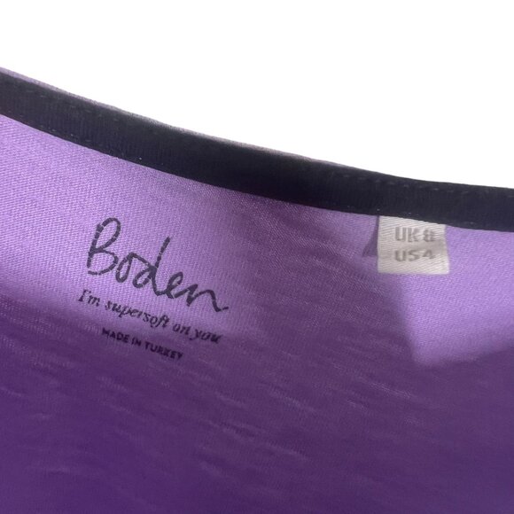 Boden Purple Long Sleeve Cotton Modal Blend Top 4 - Picture 3 of 7